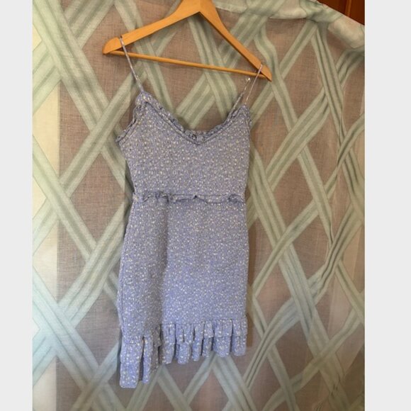 Lavender Floral Summer Dress- Stretchy with Ruffle Detail - Picture 2 of 6